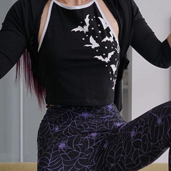 Too Fast Bats Halter Top Goth Gothic tank tops women shirts size S, like new Bat - Picture 2 of 5